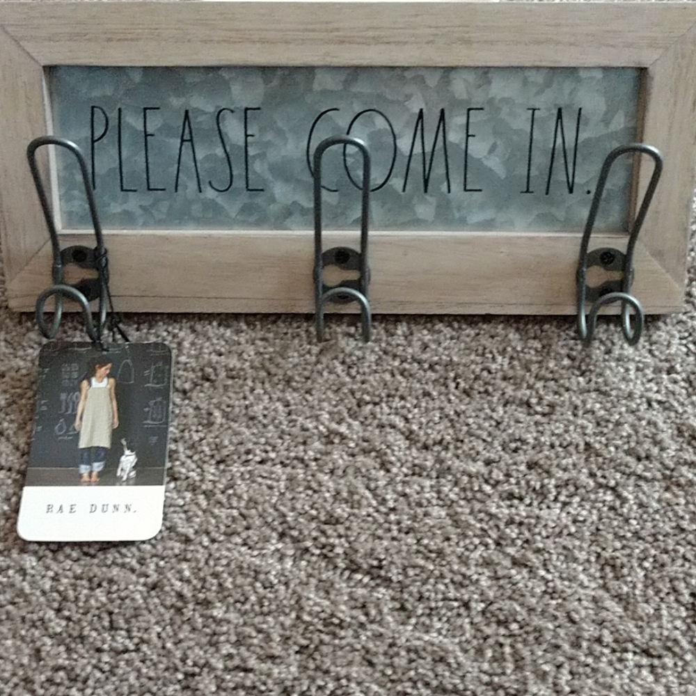 Rae Dunn entrance shelves